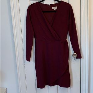 Loft Faux Wrap Long Sleeve Dress